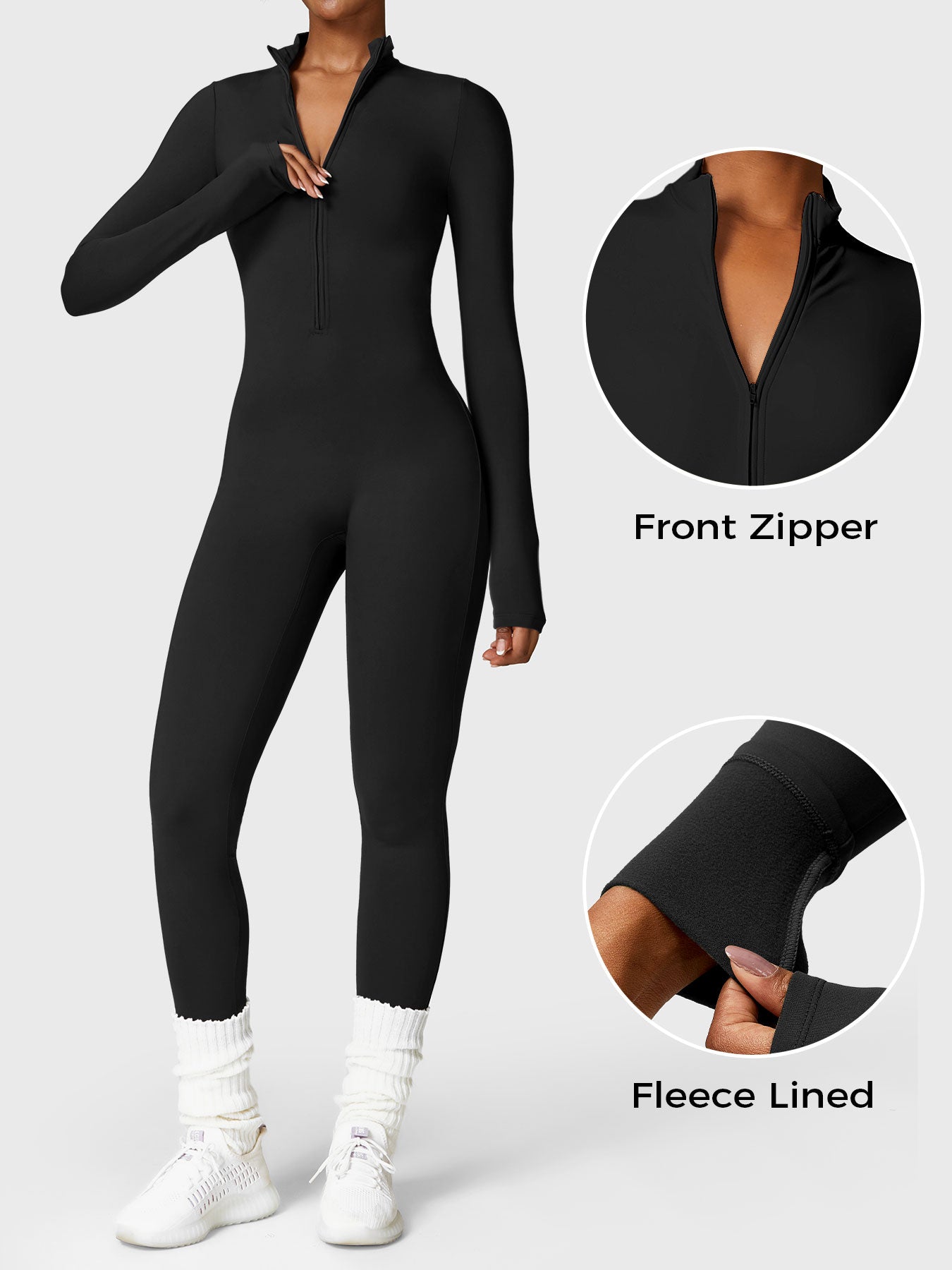 🔥 Fleece Half-Zip Active Jumpsuit
