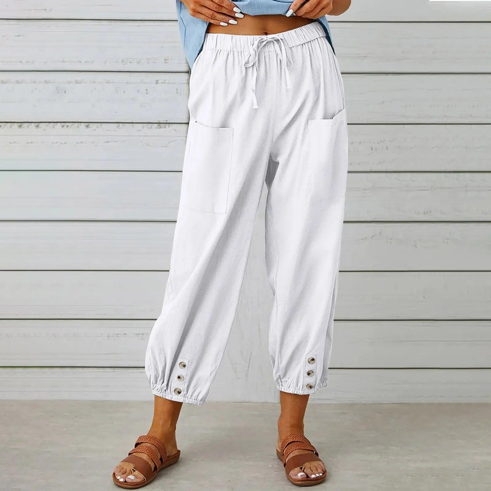 👖 50% OFF NOW! ✨ Women's Capri Pants – Wide Leg Drawstring – Comfy Fit, Casual Style & Elastic Waist
